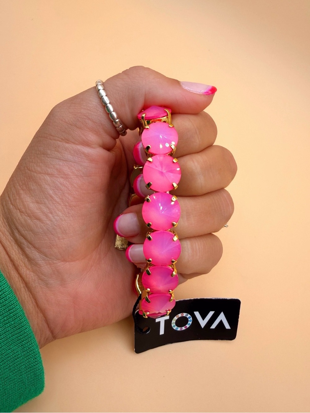 Tova White Opal Fuchsia Croatia Stretch Bracelet